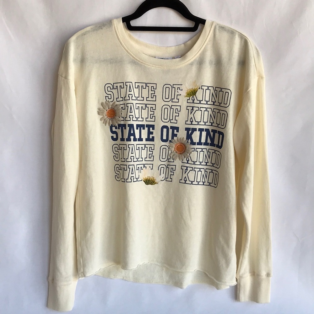 Doe “State of Kind” long sleeve cream top, size M